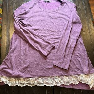 Purple Lace Hem Women's Top